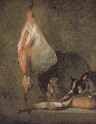 Jean Baptiste Simeon Chardin Cat skate oyster water and bread oil